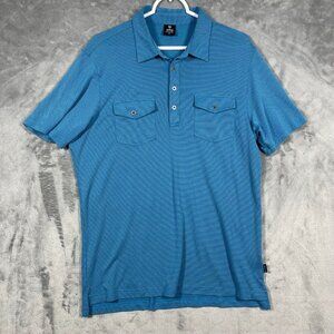 Kühl Blue Polo Shirt Waffle Texture Mens Medium W/ Button Pockets & Logo Patch‎